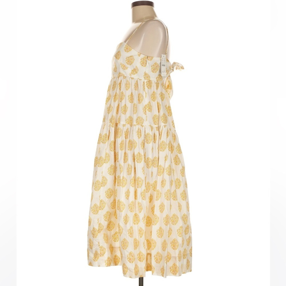 J.Crew Cottagecore Tiered Midi Dress Tie Back Floral Yellow White NWT Size 6 - Picture 8 of 9